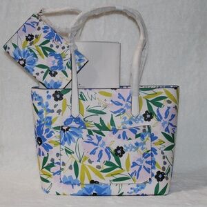 3 Pc Set Kate Spade Spring Floral Large Tote Bag